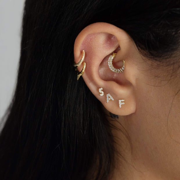 Saffy Jewels Earrings Pave Initial Stud Earring