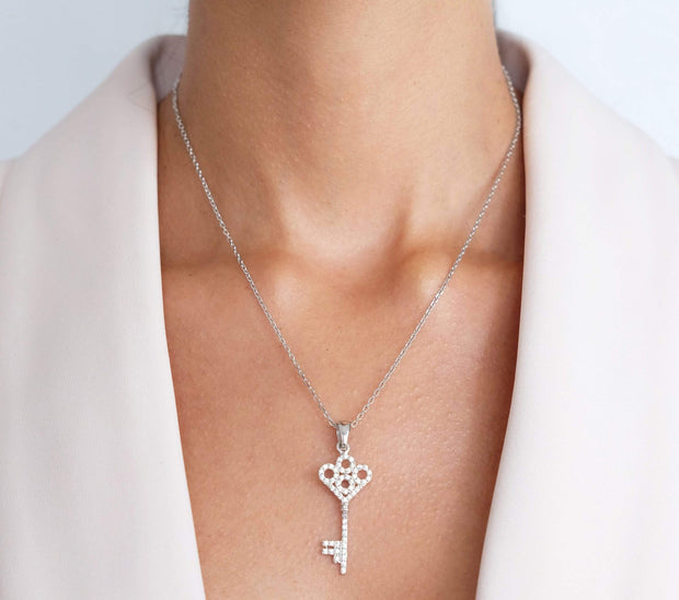 Saffy Jewels Necklaces Key Pendant Necklace White / 16" NGW02305010_3