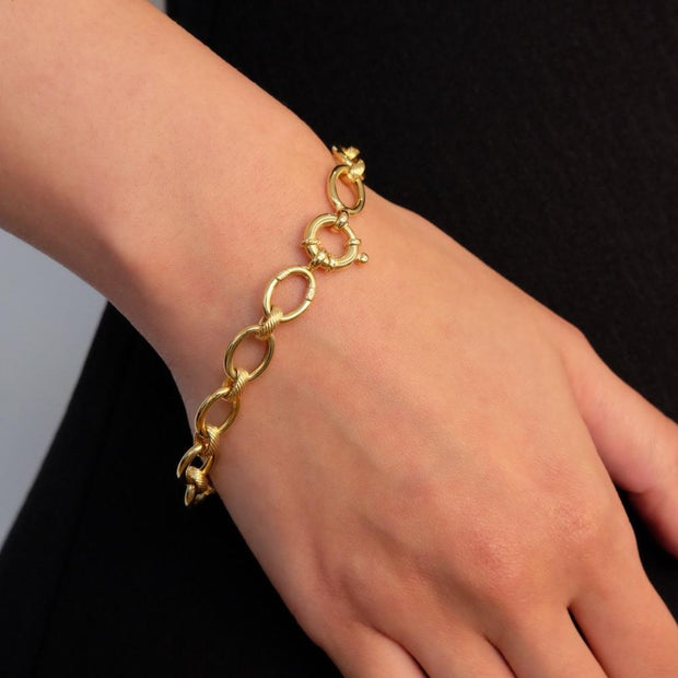 Saffy Jewels Bracelets 10K Gold Circle Link Bracelet Yellow / 7.50" BG1002530