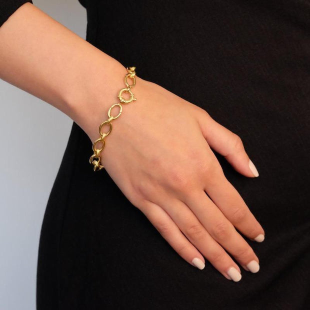 Saffy Jewels Bracelets 10K Gold Circle Link Bracelet Yellow / 7.50" BG1002530