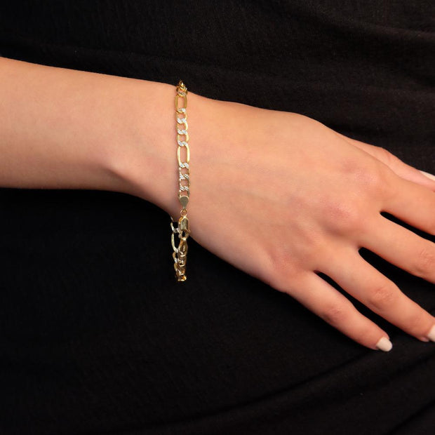 Saffy Jewels Bracelets 10K Gold Figaro Link Bracelet 8.5" / Yellow BG1002531