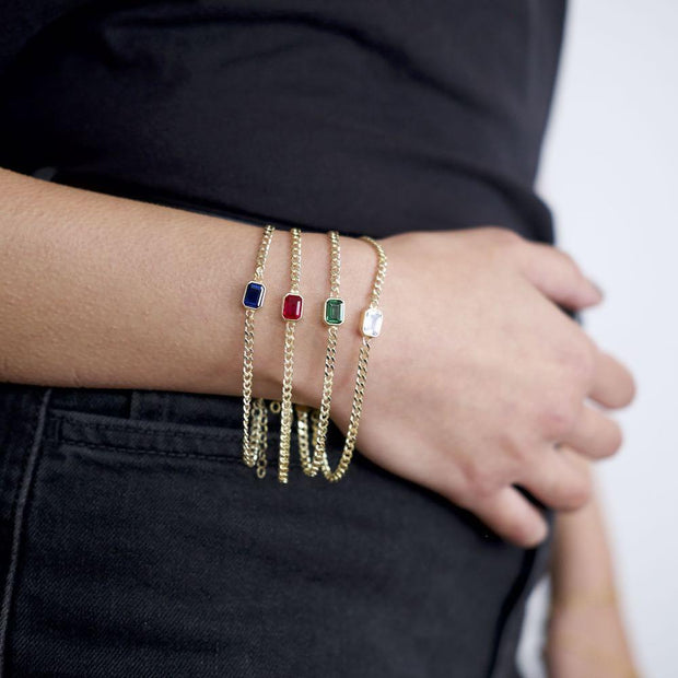 Saffy Jewels Bracelets Curb Chain Bracelet with Baguette Stone