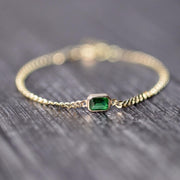 Saffy Jewels Bracelets Curb Chain Bracelet with Baguette Stone Green / 6.50" BGM01180_G
