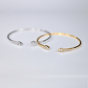 Saffy Jewels Bracelets Double CZ Pear Shaped Bracelet Cuff White / Adjustable BWGW02160