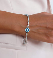 Saffy Jewels Bracelets Evil Eye Glam Bracelet White / Turquoise / 7" BGS041030_3