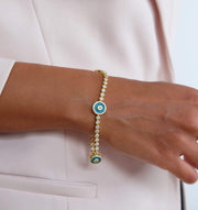 Saffy Jewels Bracelets Evil Eye Glam Bracelet Yellow / Turquoise / 7" BGS041030_1