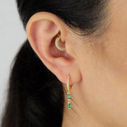 Saffy Jewels Earrings Baguette Drop Huggie Hoop Earring Yellow / Emerald EGM027020303_3