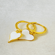 Saffy Jewels Earrings Enamel Heart Hoops Yellow / White EGE03002040_3