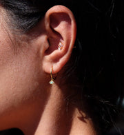 Saffy Jewels Earrings Huggie Hoop with Evil Eye Charm Turquoise- Yellow EGB0012040_2