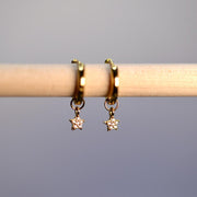 Saffy Jewels Earrings Huggie Hoops with hanging shiny star Yellow / White Pave EGW511_1