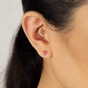 Saffy Jewels Earrings Lotus Stud Earring Yellow / Ruby EGM021020703_4