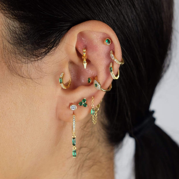 Saffy Jewels Earrings Pave Hanging Baguettes Hoop Earring