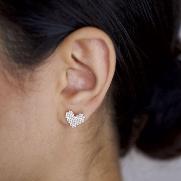 Saffy Jewels Earrings Pave Heart Shaped Studs Earring White EPW06090