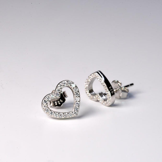 Saffy Jewels Earrings Pave Heart Studs Earring White EWGW05090