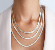 Saffy Jewels Necklaces Cut Diamond Herringbone Necklace Yellow / 16" NGW035030600_1