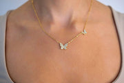 Saffy Jewels Necklaces Double Pave Butterfly Necklace Yellow / 16" NGW030150