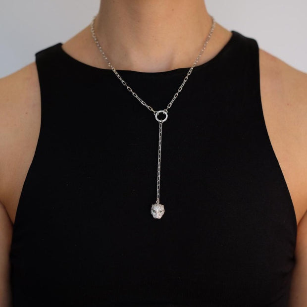 Saffy Jewels Necklaces Jaguar Long Hanging Link Necklace White / 16"