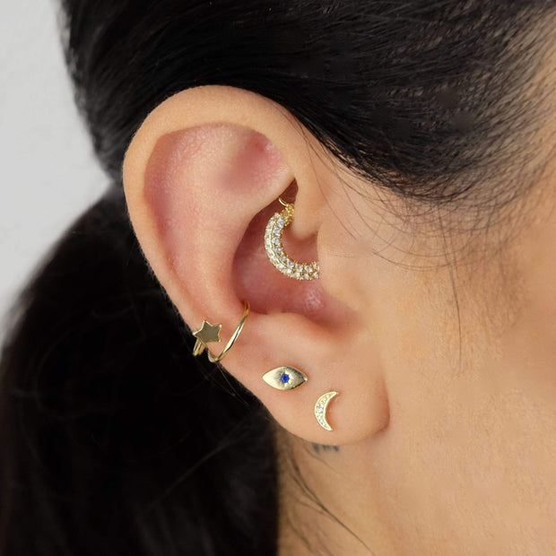 Saffy Jewels Necklaces Mini Moon Stud Earring