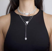 Saffy Jewels Necklaces Pave Heart Pendant Necklace White / 16"