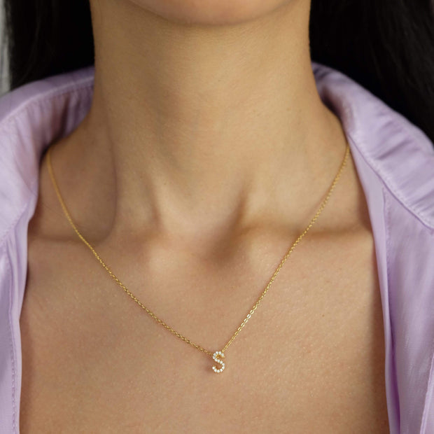Saffy Jewels Necklaces Pave Initial Necklace