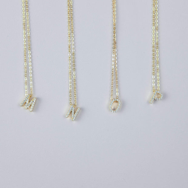 Saffy Jewels Necklaces Pave Initial Necklace Yellow / M NGW02403030_13