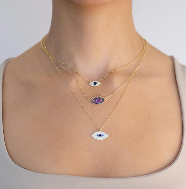 Saffy Jewels Necklaces Pave Mini Evil Eye Necklace