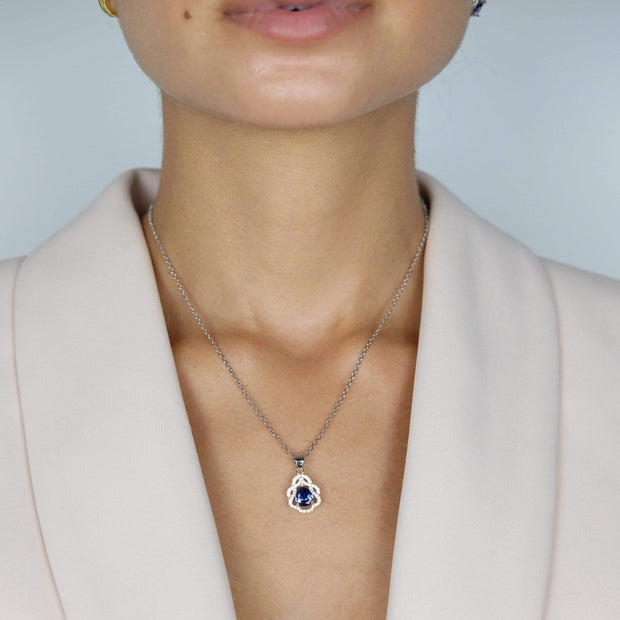 Saffy Jewels Necklaces Sapphire Drop Pendant, Ring, Earring, Set Silver / Sapphire