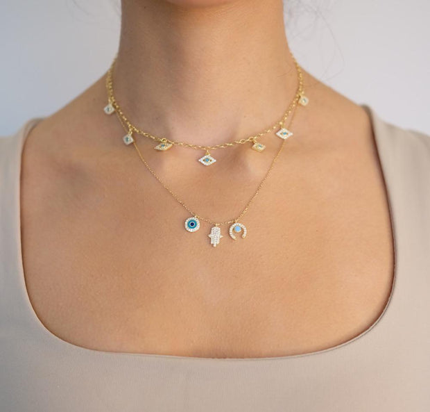 Saffy Jewels Necklaces Turquoise Hanging Eyes Link Choker Yellow / 14" Product Code: NGWT02460