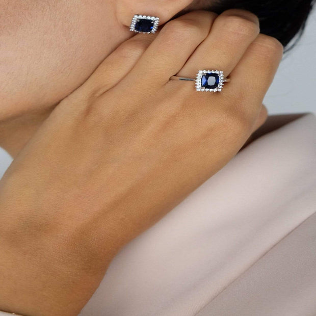 Saffy Jewels Sapphire Pendant, Ring, Earring Set Silver / Sapphire